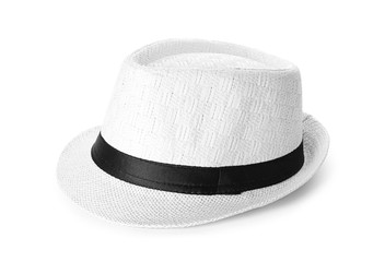 Summer hat on white background. Beach object