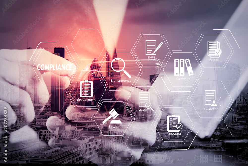 Poster close up of businessman hand working with smart phone and laptop and digital tablet computer in modern office