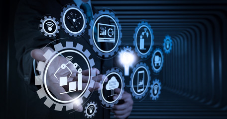 business man with an open hand as showing something