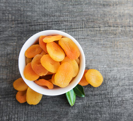 Dried apricots on a table
