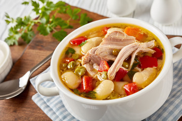 summer pork vegetable soup, top view