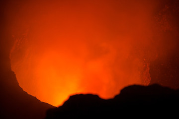 Fototapeta na wymiar View into the magma of the masaya vulcano, Nicaragua.