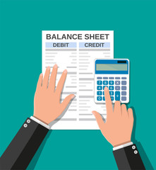 Accountant checks money balance