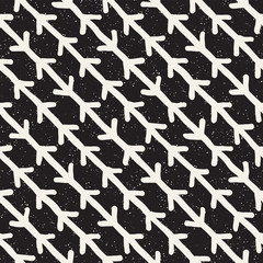 Hand drawn lines seamless grungy pattern. Abstract geometric repeating texture in black and white.