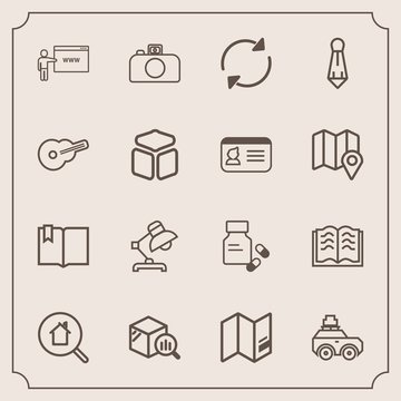 Modern, simple vector icon set with lamp, travel, web, internet, tie, vitamin, photography, real, book, medicine, world, education, suit, business, pharmacy, refresh, estate, trend, click, map icons