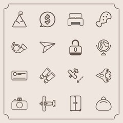 Modern, simple vector icon set with flight, price, blue, watch, aircraft, plane, cabinet, jet, search, interior, home, style, nature, double, leather, glasses, war, bag, chicken, landscape, bed icons