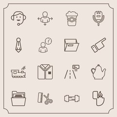 Modern, simple vector icon set with folder, street, flame, mug, cigarette, hair, tea, hairdresser, train, drink, business, workout, transportation, blank, professional, fire, cup, call, road icons