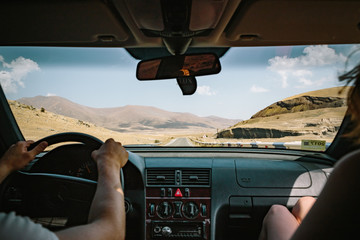 Inside a car in Armenia
