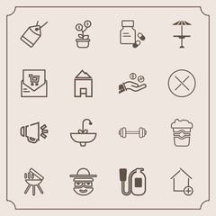 Modern, simple vector icon set with loudspeaker, grill, sink, speaker, cafe, faucet, happy, cartoon, drink, tag, bbq, home, fitness, bathroom, barbecue, property, coffee, sale, character, loud icons