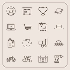 Modern, simple vector icon set with woman, cycle, sunrise, pretty, house, estate, nature, drill, sun, face, calendar, day, love, person, water, schedule, hand, landscape, business, girl, lady icons