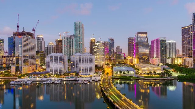 Miami, Florida, USA Biscayne Bay Skyline