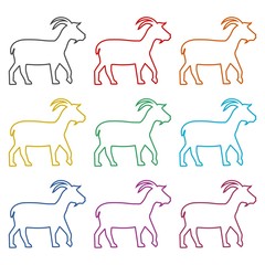 Goat icon, color icons set