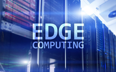 EDGE computing, internet and modern technology concept on modern server room background.