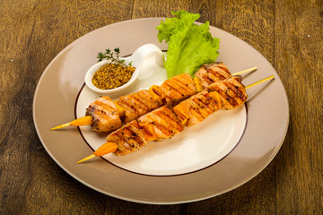 Grilled salmon skewer