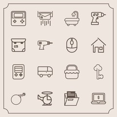 Modern, simple vector icon set with aircraft, modern, falling, air, lock, letter, screen, grass, war, metal, road, post, helicopter, bomb, transportation, folder, speed, old, office, key, mail icons