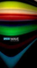Abstract wave lines fluid rainbow style color stripes on black background. Artistic illustration for presentation, app wallpaper, banner or poster