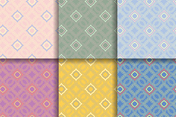 Seamless geometric background. Colored set abstract patterns.
