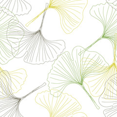 Seamless pattern Ginkgo biloba leaves on white background.printing wallpaper.vector illustration