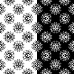 Black and white set of floral seamless patterns