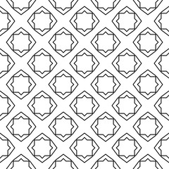 Black geometric ornament on white background. Seamless pattern