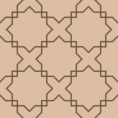 Beige and brown geometric ornament. Seamless pattern