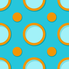 Seamless geometric background. Blue and orange 3d circle pattern