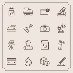 Modern, simple vector icon set with drop, hand, money, retro, fun, person, abstract, order, salt, box, engineer, pen, bank, write, package, beautiful, roller, delivery, leisure, water, movie icons