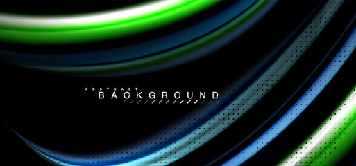 Multicolored wave lines on black background design