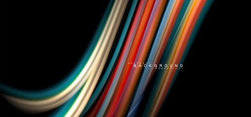 Multicolored wave lines on black background design