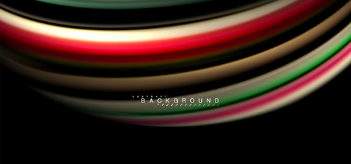Multicolored wave lines on black background design