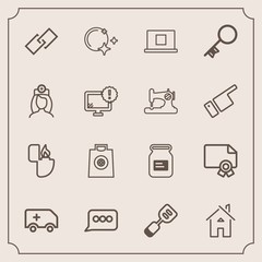Fototapeta premium Modern, simple vector icon set with ambulance, fire, lighter, home, medical, diploma, achievement, kitchen, award, aluminum, spatula, car, metal, sign, retail, frame, cigarette, gift, link, moon icons