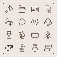 Fototapeta premium Modern, simple vector icon set with east, championship, card, laboratory, camera, grenade, banking, folder, sport, military, north, weapon, office, war, blank, record, object, axe, money, winner icons