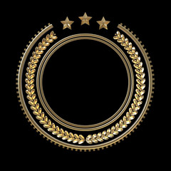 high quality metal badge template with laurel wreath and stars,