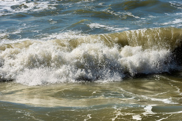 Sea Waves with White Foam