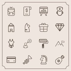 Modern, simple vector icon set with cancel, woman, sign, element, game, roll, business, paint, debit, surgeon, brush, internet, bikini, money, profile, horse, sale, swimsuit, nature, roller, web icons