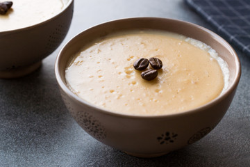 Turkish Coffee Pudding with Coffee Beans Served in Bowls Ready to Eat.