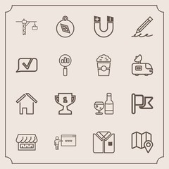 Modern, simple vector icon set with south, direction, house, east, building, national, hammer, compass, glass, north, fashion, architecture, home, location, saw, winner, field, first, nation, go icons