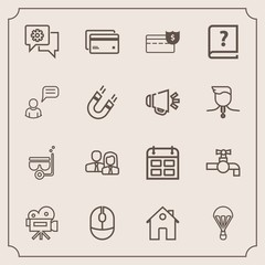 Modern, simple vector icon set with home, faucet, estate, property, tap, team, device, people, computer, jump, card, click, tripod, plastic, sky, real, worker, banking, time, communication, chat icons