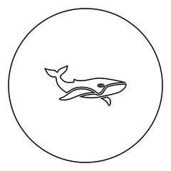 Whale black icon outline  in circle image