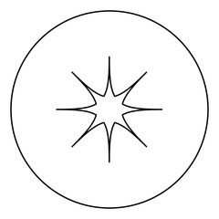 Star black icon outline  in circle image