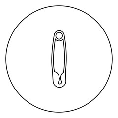 Safety pin black icon outline  in circle image
