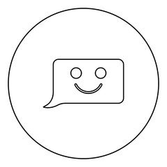 Comment smile message black icon outline  in circle image