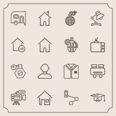 Modern, simple vector icon set with location, delivery, tshirt, pump, beauty, white, bomb, map, van, microphone, home, house, car, point, fire, shirt, estate, college, building, perfume, power icons