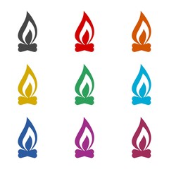 Fire icon, color icons set