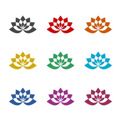 Fototapeta na wymiar Lotus plant, Lotus silhouette icon, color icons set