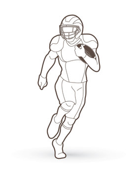 recommend clip art: American Football player action, sport concept outline graphic vector.