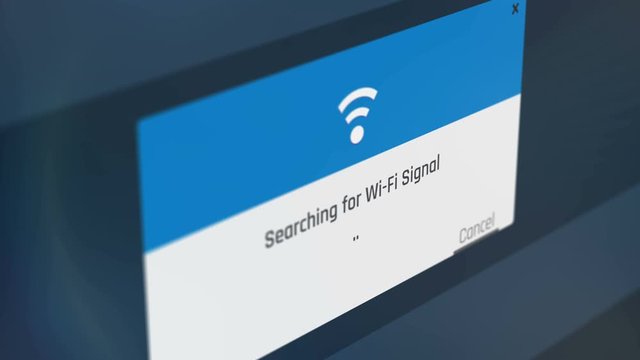 Notification on screen, searching for Wi-Fi signal, checking Internet connection. Computer or smartphone notification on screen