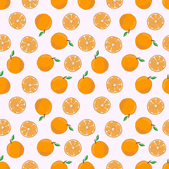 Seamless pattern with orange fruit. Vector illustration.