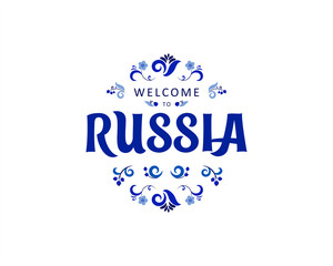 Welcome to Russia, horizontal banner, russian red background with traditional and modern elements, 2018 trend, vector template.