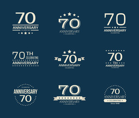 70 - year anniversary celebrating logotype. 70th anniversary logo set. 